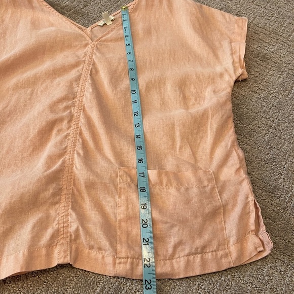 Garnet Hill V-Neck Linen Boxy Tee, Blush Pink, Short Sleeves, Lightweight, Sz S - Picture 8 of 12